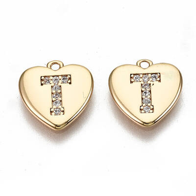 Brass Micro Pave Clear Cubic Zirconia Charms