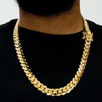 18K Gold Plated Miami Cuban Link Chain for Men – Waterproof Stainless Steel Hip Hop Necklace with Premium Shine