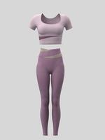 Women's Colorblock Crop Tee & High Waist Leggings Tracksuit Set, Sporty Breathable Comfy Outfits for Yoga Gym Workout Running...
