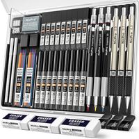 Nicpro 35Pack Art Mechanical Pencil Set, 3 Metal Drafting Pencil 0.5 mm & 0.7 mm & 0.9 mm & 3 Pack 2mm Lead Holder (6B 4B 2B ...