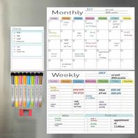 Magnetic Dry Erase Calendar Board, 1 Set Magnetic Whiteboard Set with Markers, Refrigerator & Wall Organization Supplies, Hom...
