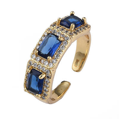 Cubic Zirconia Rectangle Open Cuff Ring
