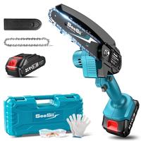 Seesii Mini Chainsaw, 6 Inch Mini Chainsaws Cordless, Handheld Electric Power Chain Saw with Battery for Tree Trimming Wood C...