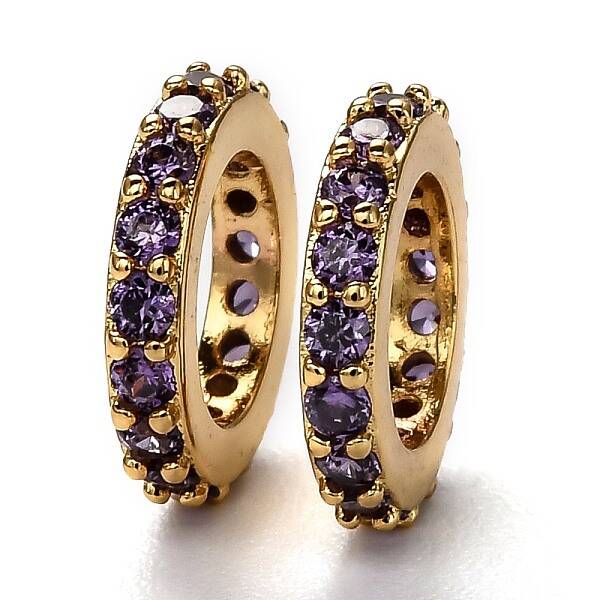 Brass Micro Pave Cubic Zirconia European Beads