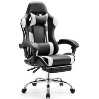 Height-Adjustable Gaming Chair with Footrest, Lumbar Support, 360° Swivel Seat, Headrest for Office or Gaming Use