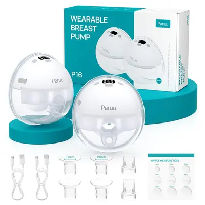 Paruu Hands Free Breast Pump P16, Wearable Breast Pump Electirc Portable with 4 Modes & 12 Levels, Max 309mmHg Strong Suction...