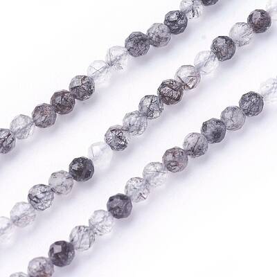 Natural Black Rutilated Quartz Beads Strands
