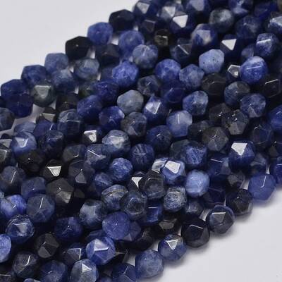 Faceted Natural Sodalite Beads Strands