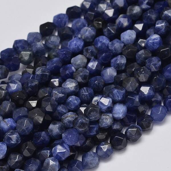 Faceted Natural Sodalite Beads Strands