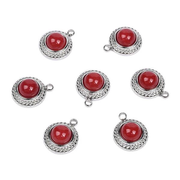Dyed Natural White Jade Half Round Charms