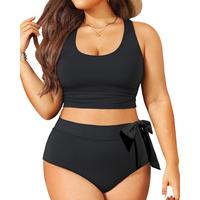 Tempt Me Plus Size Two Piece Swimsuits - Women High Waisted Bikini Scoop Neck Bathing Suit Swimwear  #outdoorfun
