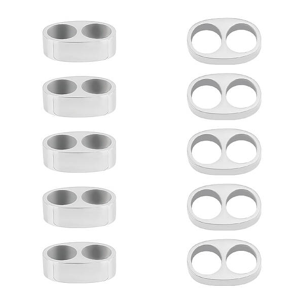 PH  10pcs 4mm Stainless Steel Slider Beads 2 Hole Spacer Bead Link Multi-Strand Link Connector for Leather Cord Bracelets Jew...