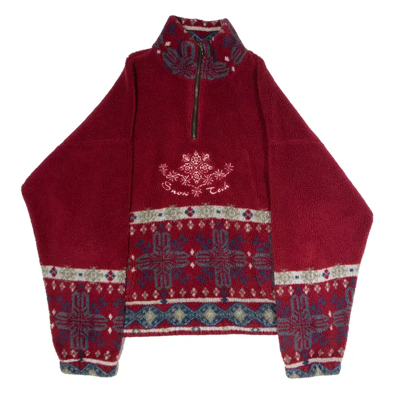 VINCI Snow Tech Mens Pullover Jacket Red Fair Isle XL