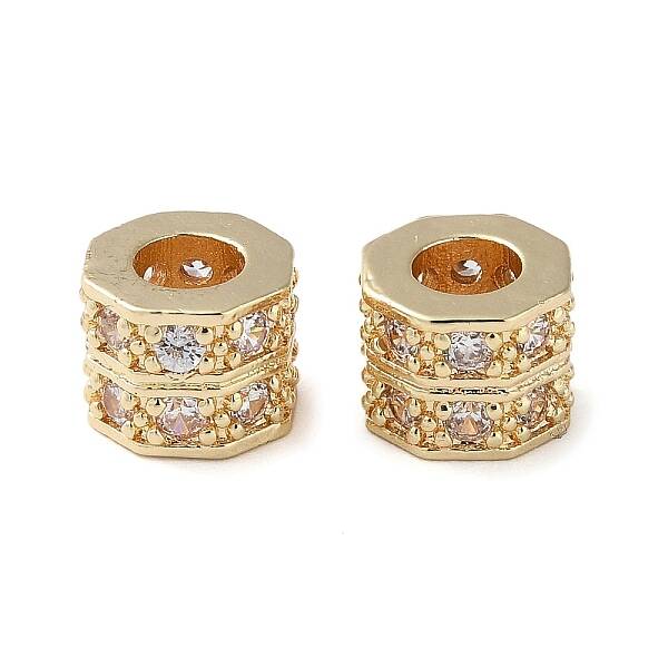 Rack Plating Brass with Cubic Zirconia European Beads