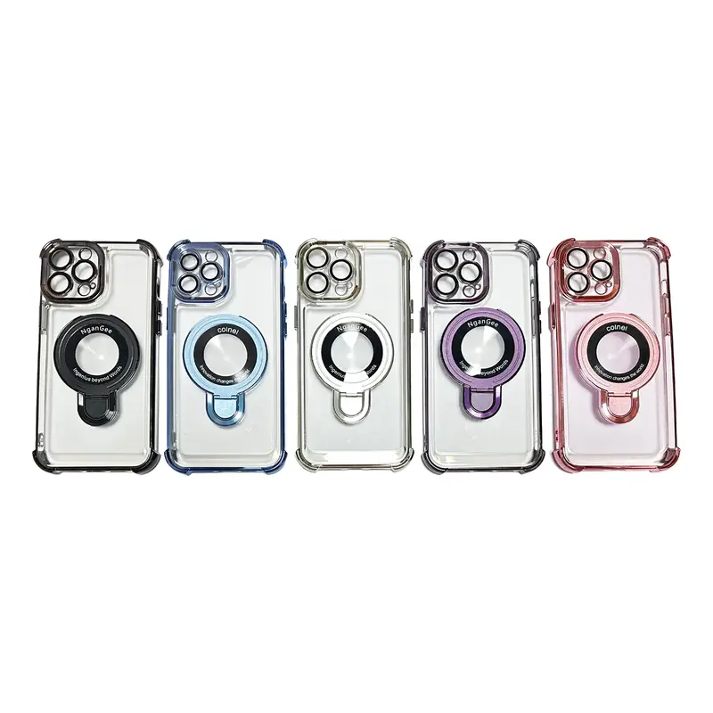 Ngangee for iPhone 14 15 16 Pro Max Case with Magnetic Stand Four Corners Shockproof [Military Grade Drop Protection] Luxury ...