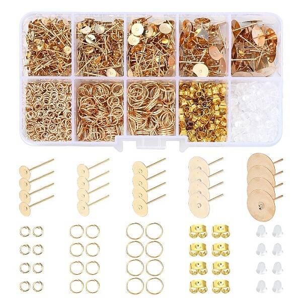 DIY Iron Stud Earring & Ear Nuts & Jump Rings Jewelry Making Findings Kits