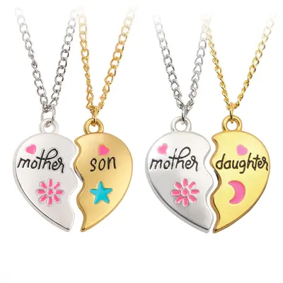 Fashionable Love Splicing Parent Child Necklace, Magnetic Pendant for Mom and Daughter, Son Mother's Day Gift Chain Charm Hyp...