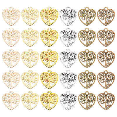 60Pcs 6 Colors Alloy Pendants