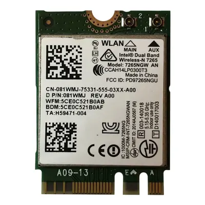 081WMJ Dell Dual Band 2.4GHz / 5GHz 802.11ac/a/b/g/n 2x2 Wi-Fi PCI Express Bluetooth 4.0 Wireless M.2 WLAN Card for Latitude ...