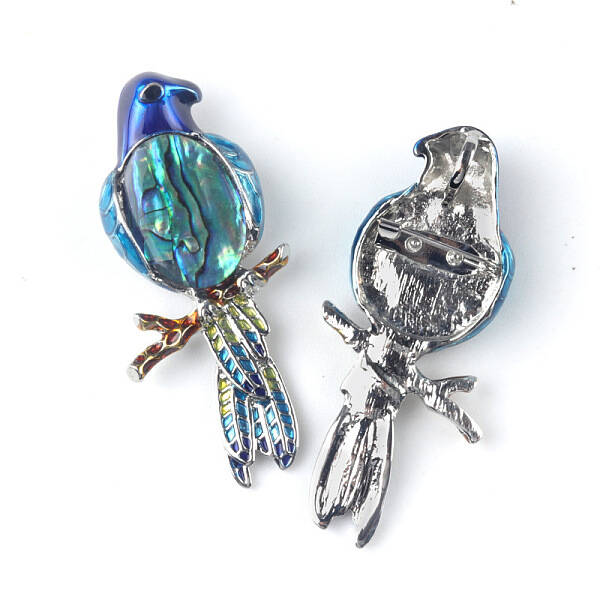Parrot on the Branch Brooches