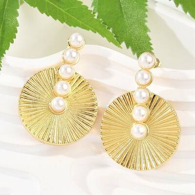 Flat Round Brass Stud Earrings