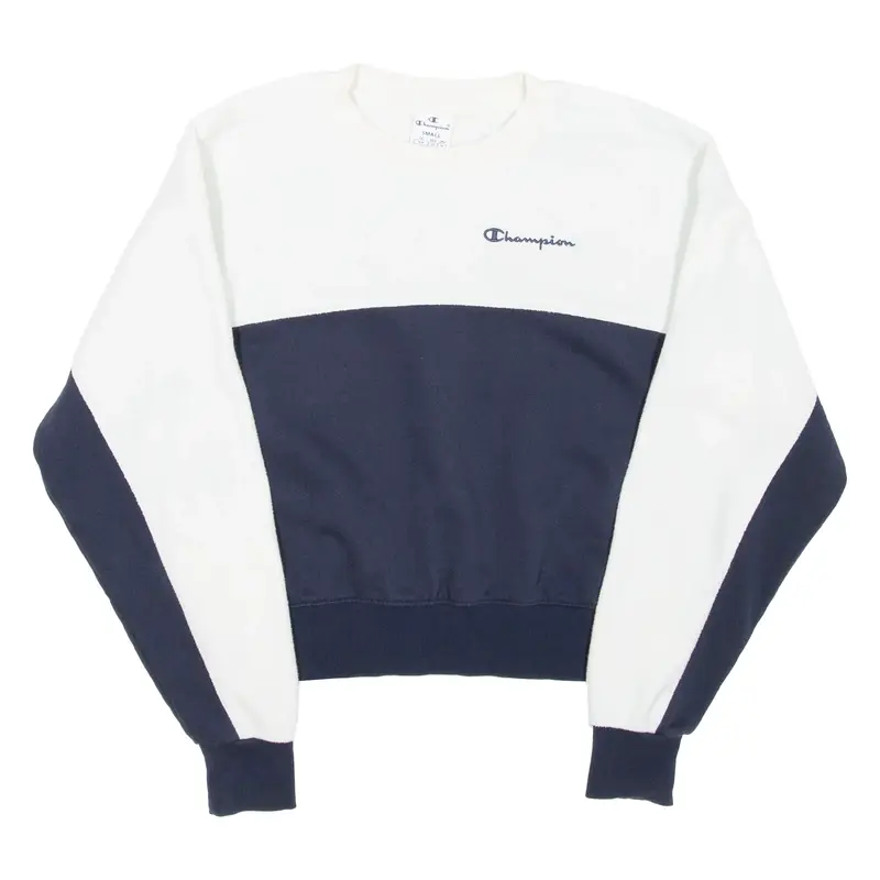 CHAMPION Cropped Fleece Womens Sweatshirt Blue Crew Neck S