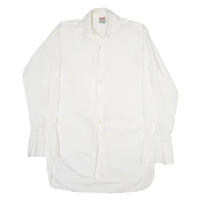 SANCO Mens Plain Shirt White Long Sleeve M