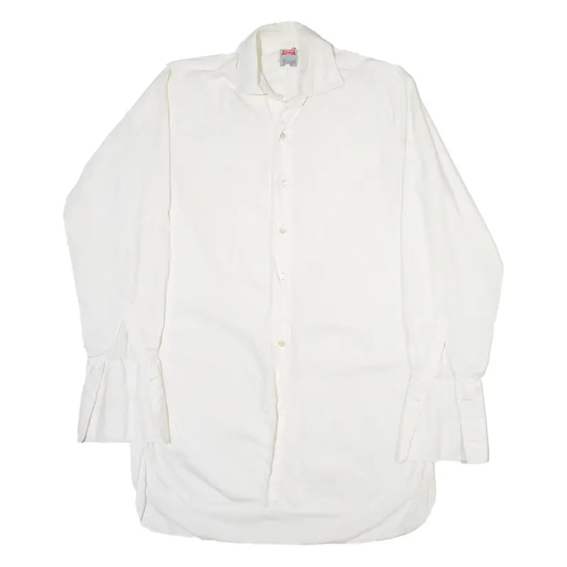 SANCO Mens Plain Shirt White Long Sleeve M