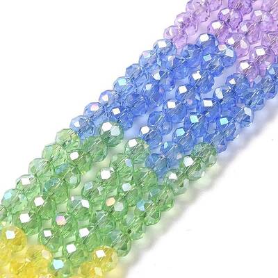Transparent Electroplate Glass Beads Strands