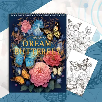 Butterfly & Flower Pattern Coloring Book, 1 Count Fantasy Butterfly Theme Coloring Painting Book, Stress Relief Toys Perfect ...