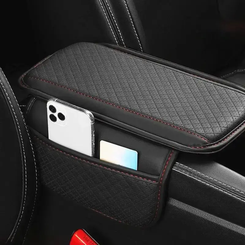 Car Armrest Pad with Storage Bag, Non-slip PU Leather Car Armrest Pad, Universal Car Interior Anti-scratch Elbow Support Pad ...