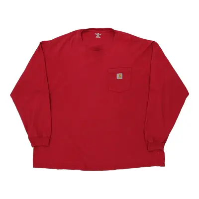 Carhartt Long Sleeve T-Shirt - 2XL Red Cotton