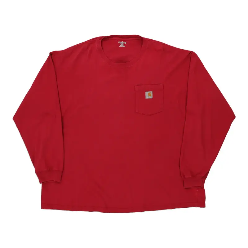 Carhartt Long Sleeve T-Shirt - 2XL Red Cotton