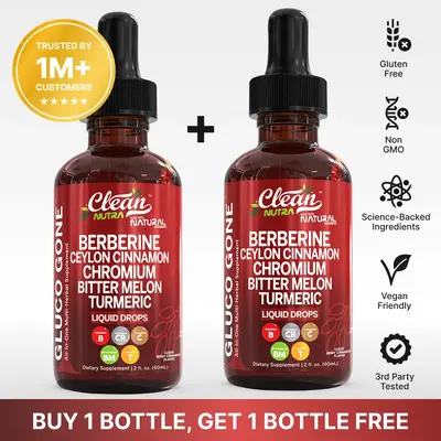 BOGO Organic Ceylon Cinnamon Berberine Liquid Drops Supplement with Bitter Melon Extract, Glucomannan, Gymnema, Chromium, Tur...