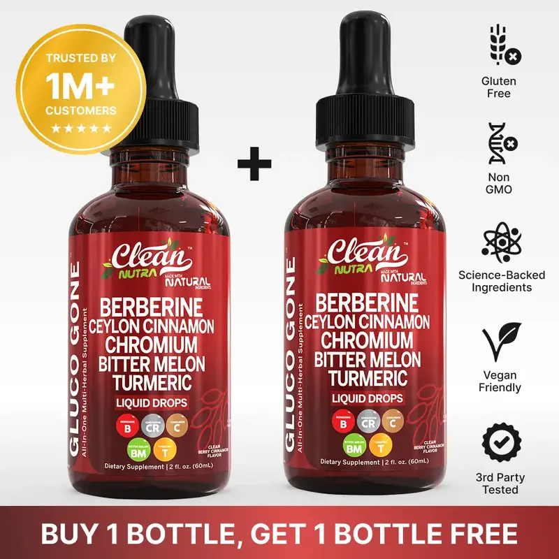 BOGO Organic Ceylon Cinnamon Berberine Liquid Drops Supplement with Bitter Melon Extract, Glucomannan, Gymnema, Chromium, Tur...