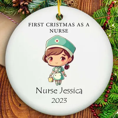 Personalized Nurse Ornament - Ceramic