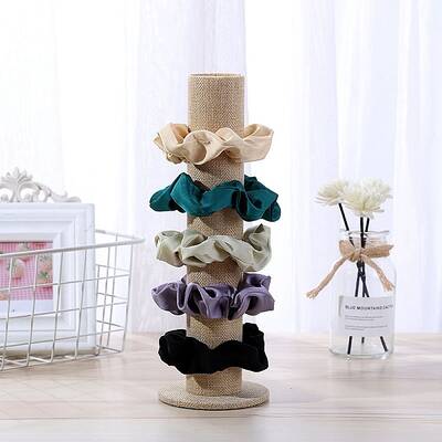Linen Vertical Tower Jewelry Bracelet Display Stand