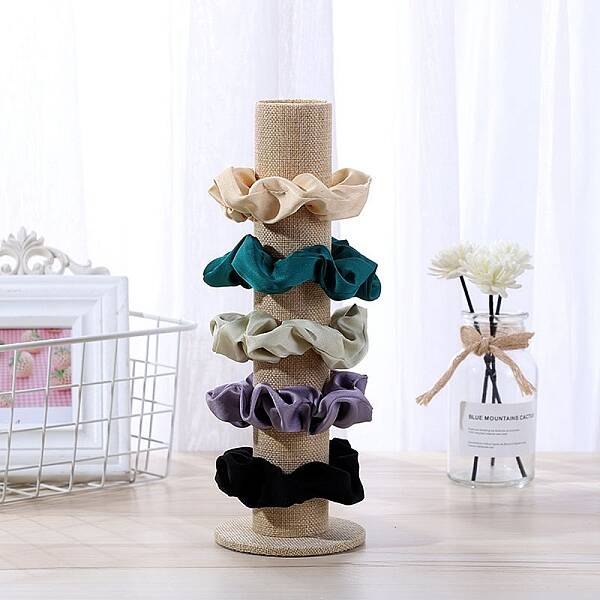 Linen Vertical Tower Jewelry Bracelet Display Stand