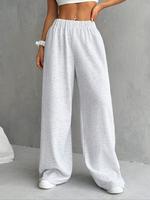 Women's Plain Sweatpants, Casual Jogger Pants for Daily Wear, Ladies Bottoms for All Seasons, Baggy Jogging Pants, Wide Leg S...