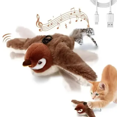 Rechargeable Duck Design Cat Toy, 1 Count Realistic Squeak Kitten Plush Toy with 3 Flapping Modes, Interactive Pet Supplies, ...