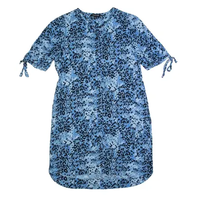WHISTLES Womens Shirt Dress Blue Animal Print Short Sleeve Knee Length M