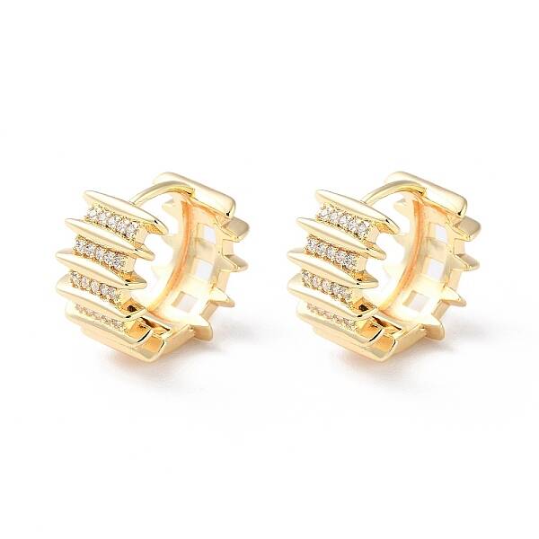Brass Micro Pave Cubic Zirconia Hoop Earrings