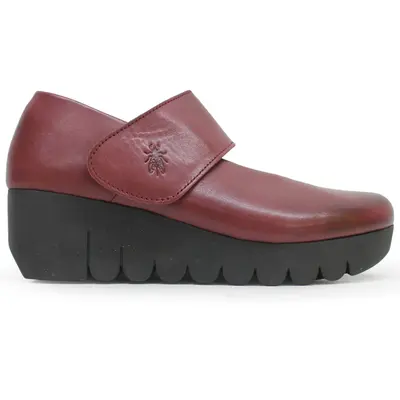 Fly London VARI188FLY Burn Leather Women's Wedge Sole Shoes - Burgundy - Size:US 6-6.5 Women