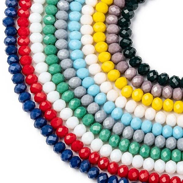 Opaque Solid Color Glass Beads Strands