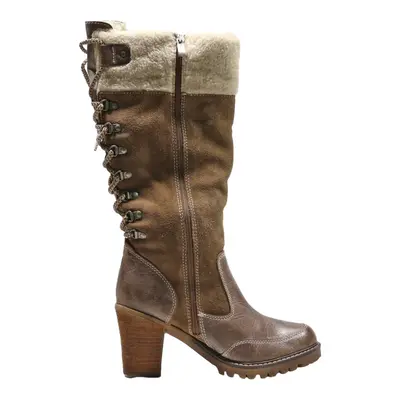 TAMARIS Block Heels Brown Leather Womens UK 5.5