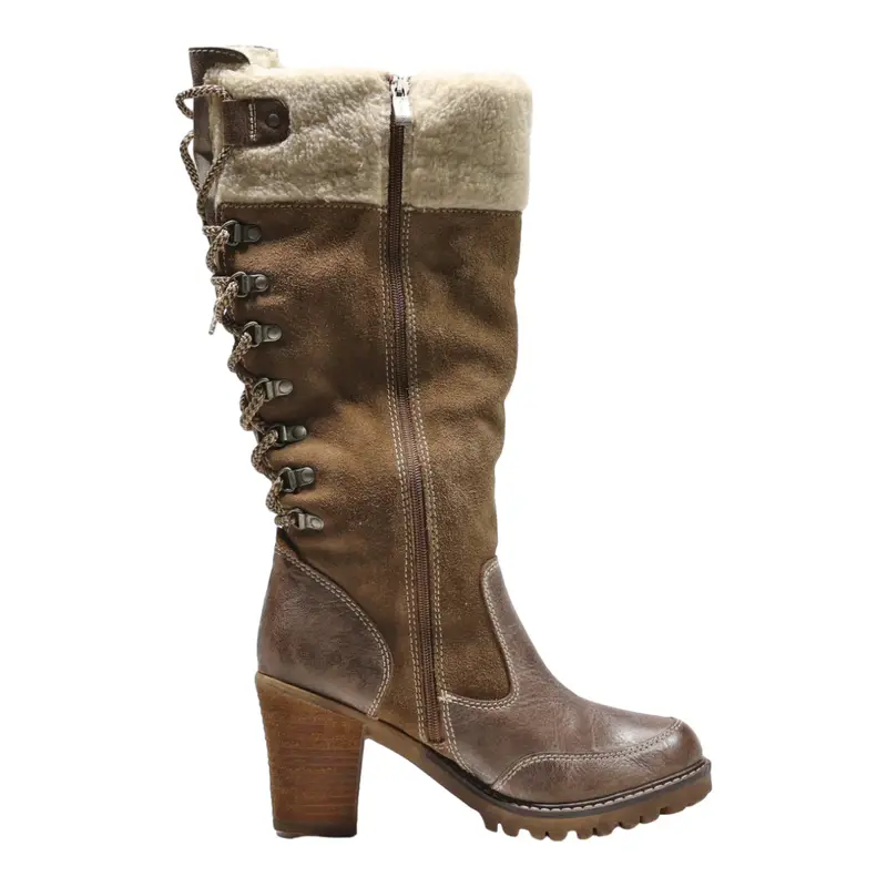 TAMARIS Block Heels Brown Leather Womens UK 5.5
