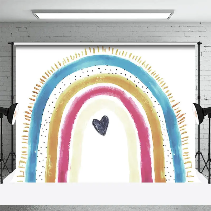 Colorful Paint Rainbow Birthday Cake Smash Backdrop - Aperturee