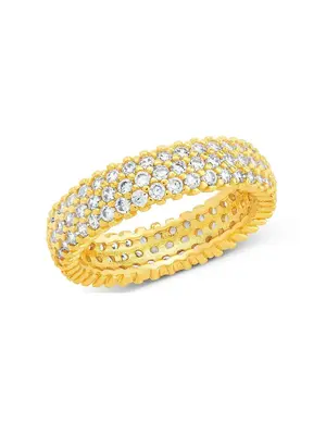 Sterling Forever Jolene CZ Rainbow Eternity Ring - 14K Gold Plated Colorful CZ Band for Women - Dazzling Multi-Stone Stackabl...