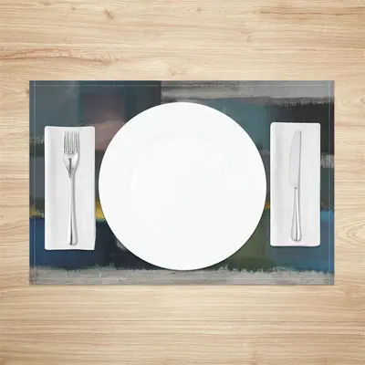 Grey Green Morden Abstract Paint Set Of 4 Placemats - Aperturee