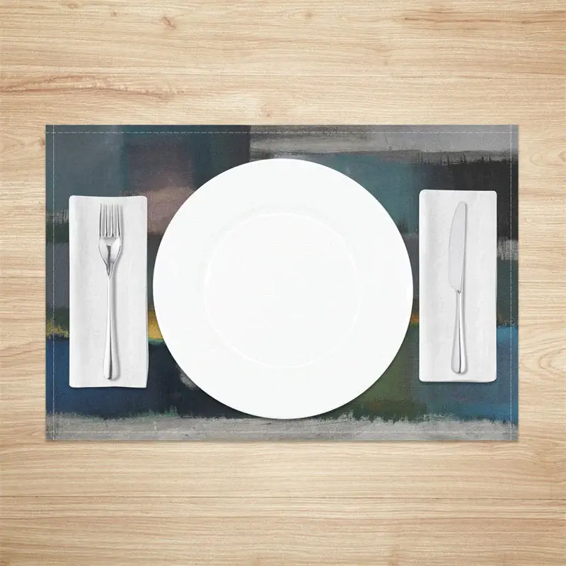 Grey Green Morden Abstract Paint Set Of 4 Placemats - Aperturee